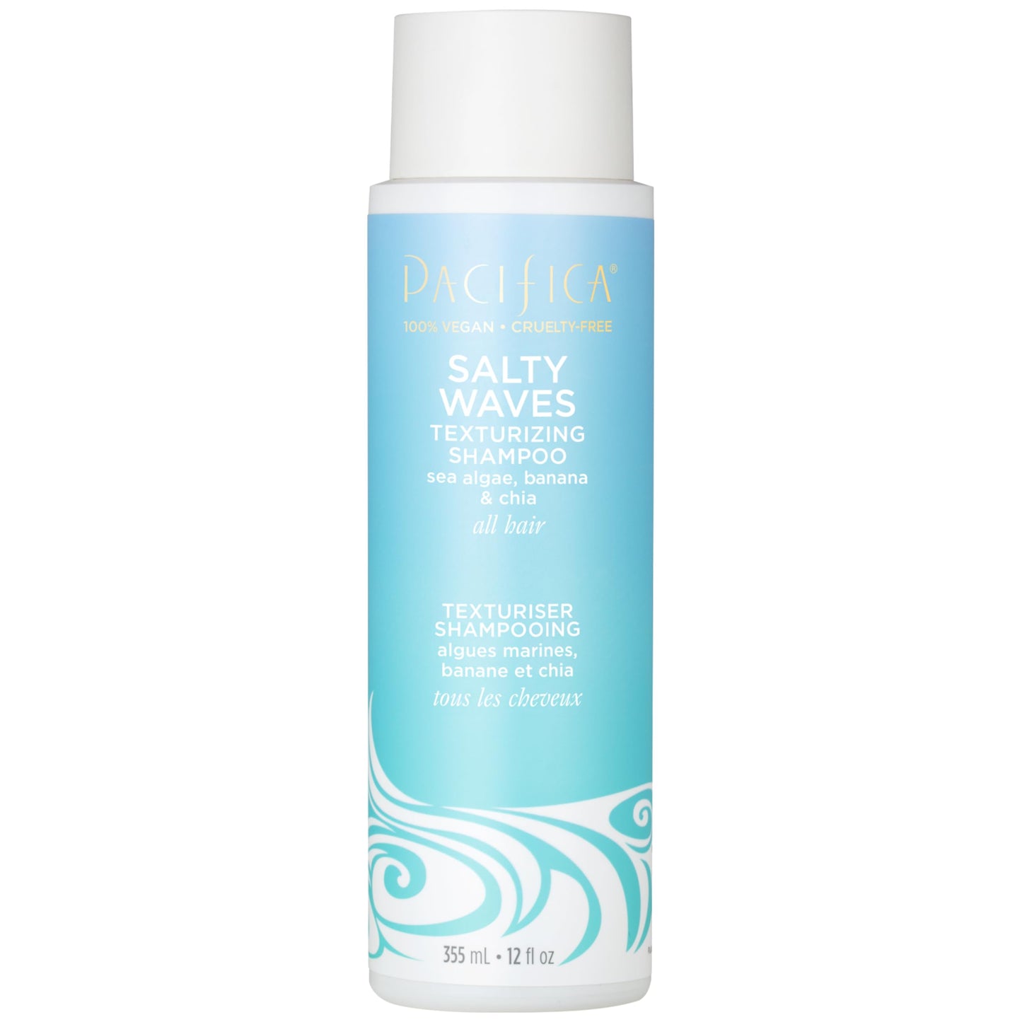 Pacifica Salty Waves Texturizing Shampoo - Beachy Textured, Messy Look, Hair Styles - Moisturizing Hair Care w/ Vitamin B & E - Banana Scent Clean