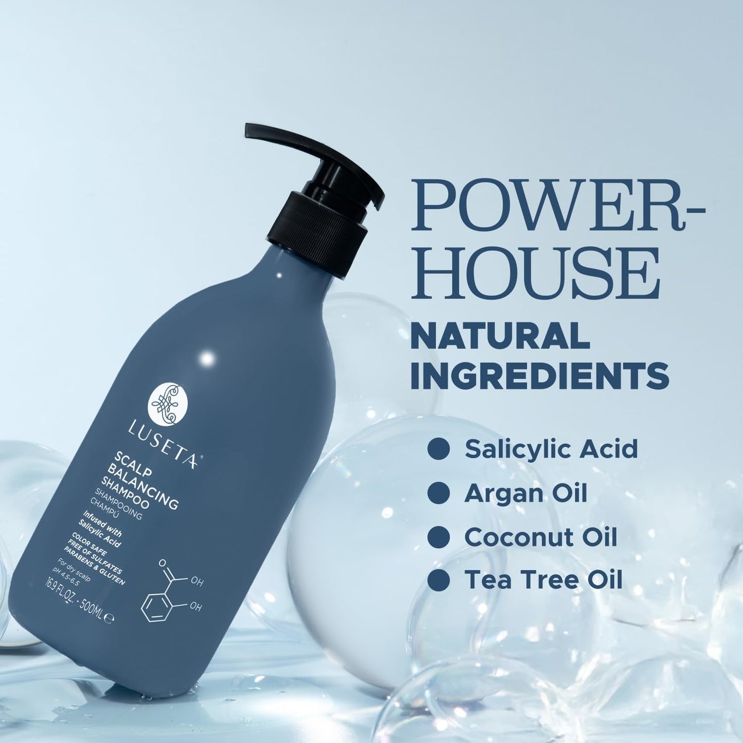 Luseta Scalp-Balancing Shampoo for Women, Reducing Build-up with Salicylic Acid, Anti-Dandruff Shampoo for Men, Clarifying for Refreshing