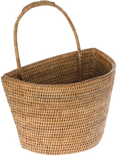 KOUBOO La Jolla Rattan Wall Storage Basket with Handle, Hanging Basket, Storage Bin for Flowers Plants, Home, Office Organizer, Large, Honey Brown