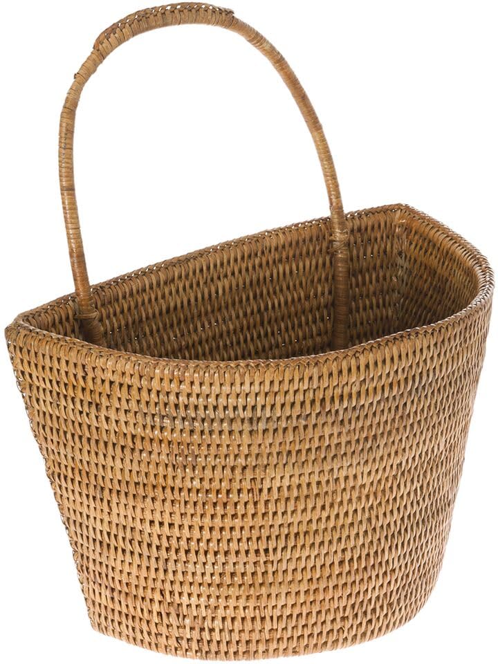 KOUBOO La Jolla Rattan Wall Storage Basket with Handle, Hanging Basket, Storage Bin for Flowers Plants, Home, Office Organizer, Large, Honey Brown