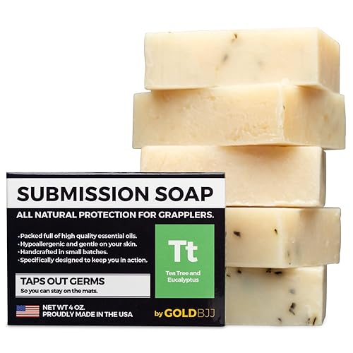 Premium Tea Tree Oil Soap - USA Made Bar Soap for BJJ, Jiu Jitsu, Wrestling, and Grappling (5-Pack of 4 Ounce Soap Bars, Classic Tea Tree)