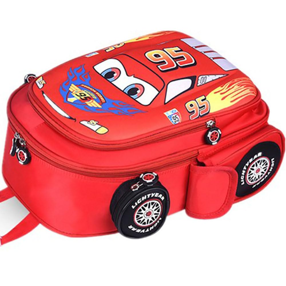 QWZY Kid Toddler Boys Girls Backpack Waterproof Cartoon Truck Car Child Snack School Bag Kindergarten Backpack (Red)