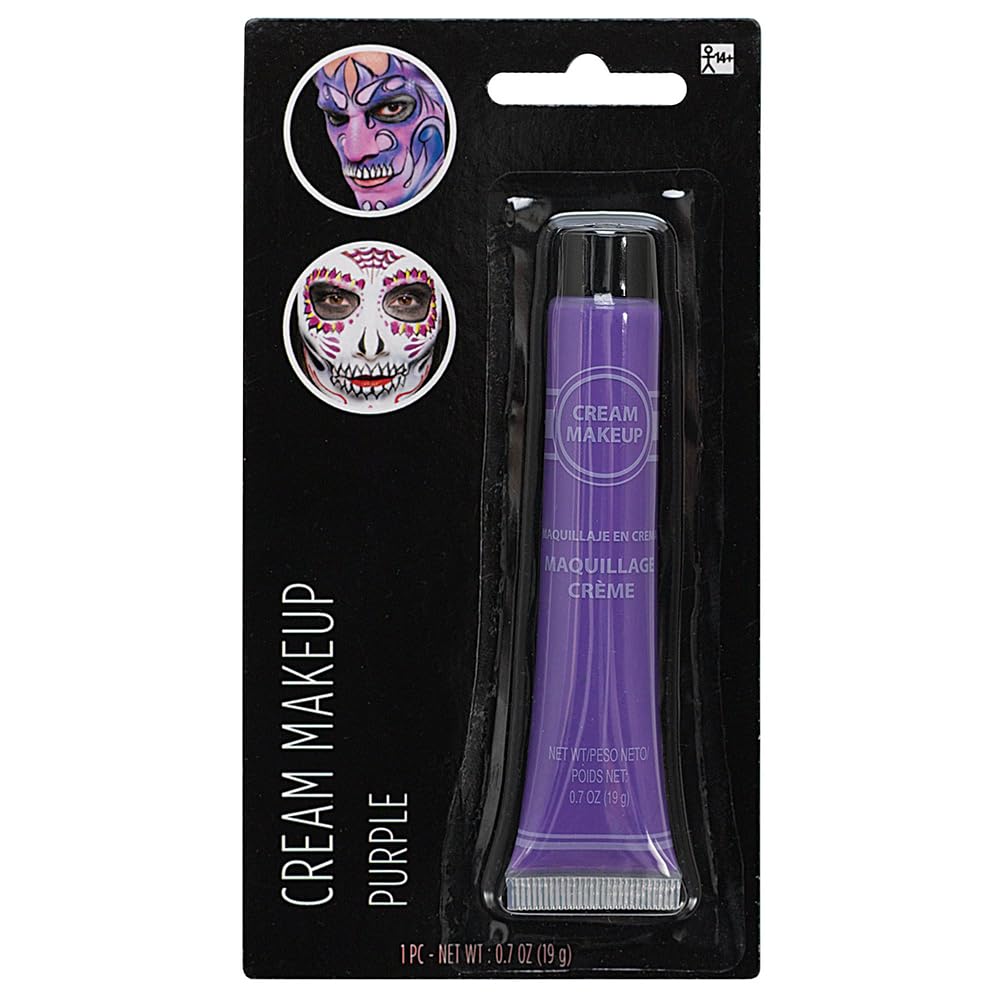 Purple Cream Makeup - 0.7 Oz. - Easy-to-Apply Face Paint for Spooky Looks, Perfect Halloween Party Props, Pack of 1