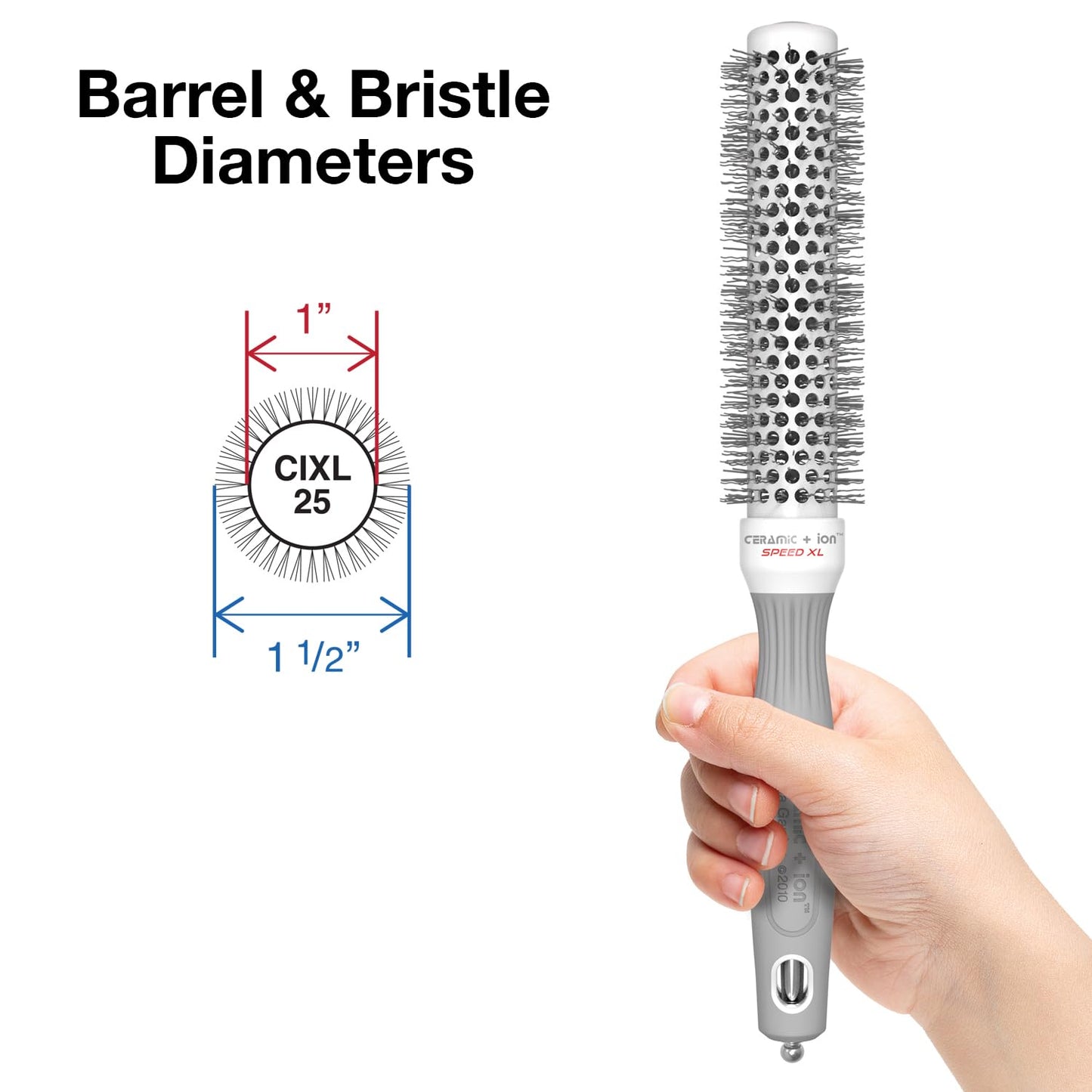Olivia Garden Ceramic + Ion Speed XL - Extra-Long Round Thermal Hair Brush - Not Electrical - Professional Blowout Brush for Normal to Thick Hair