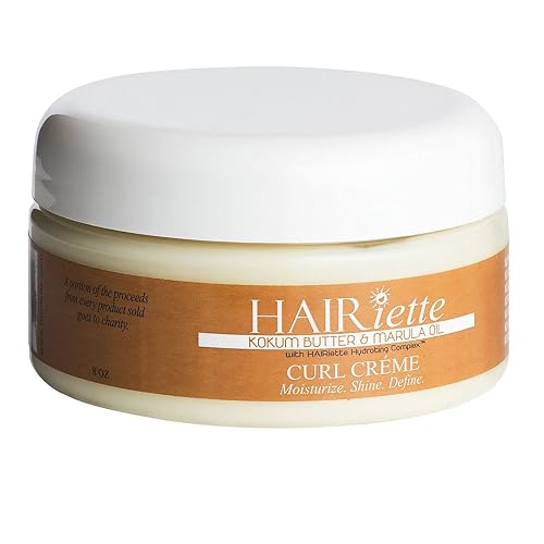 Hairiette Kokum Butter & Marula Oil Curl Creme - Lightweight Curl Definer Enhancer for Dry, Coily, Wavy, Kinky and Curly Hair - Curl Cream