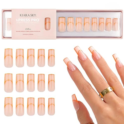 Kiara Sky Press On Nails | XPRESS PRO 100% Acrylic Nails | 30-Piece Kit Includes Nail Glue, Cuticle Pusher, File & Prep Pad | Square Medium - Hotline Beauty & Personal Care KIARA SKY