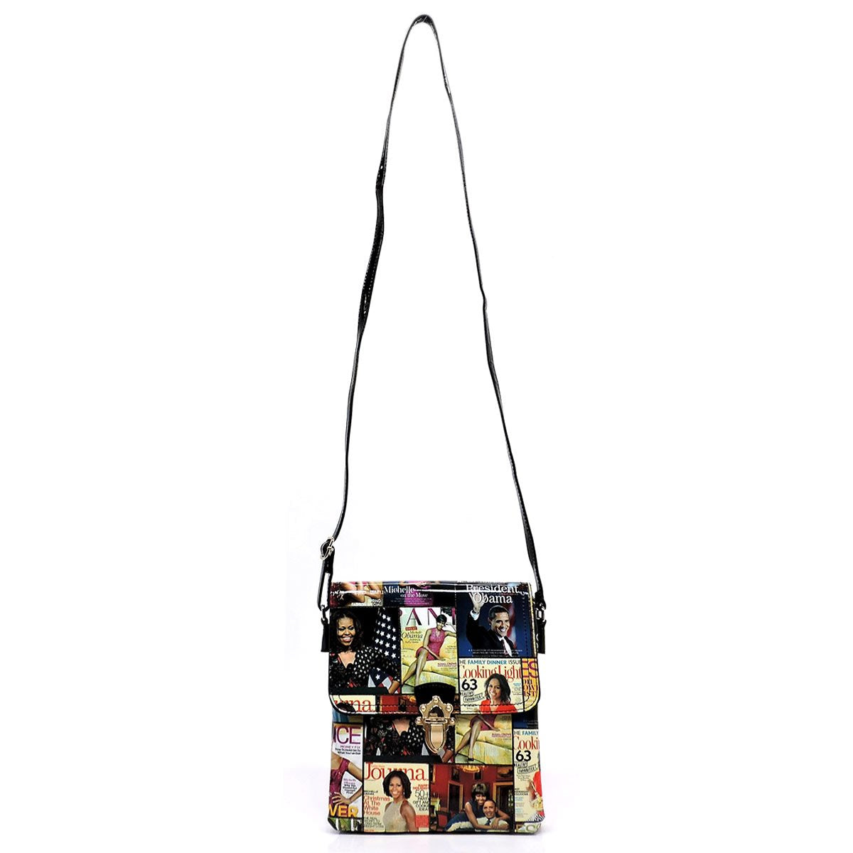 Glossy magazine cover collage cross body handbags purses clutches and wallets Michelle Obama bags (Cross body 10)