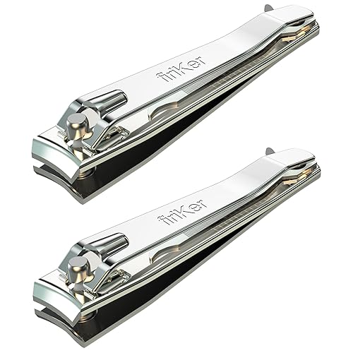 firiKer 2PCS Stainless Steel Nail Clippers,Professional Fingernail Clipper and Toenail Clipper, Wide Easy Press Lever Nail Cutter with Swing Out Nail