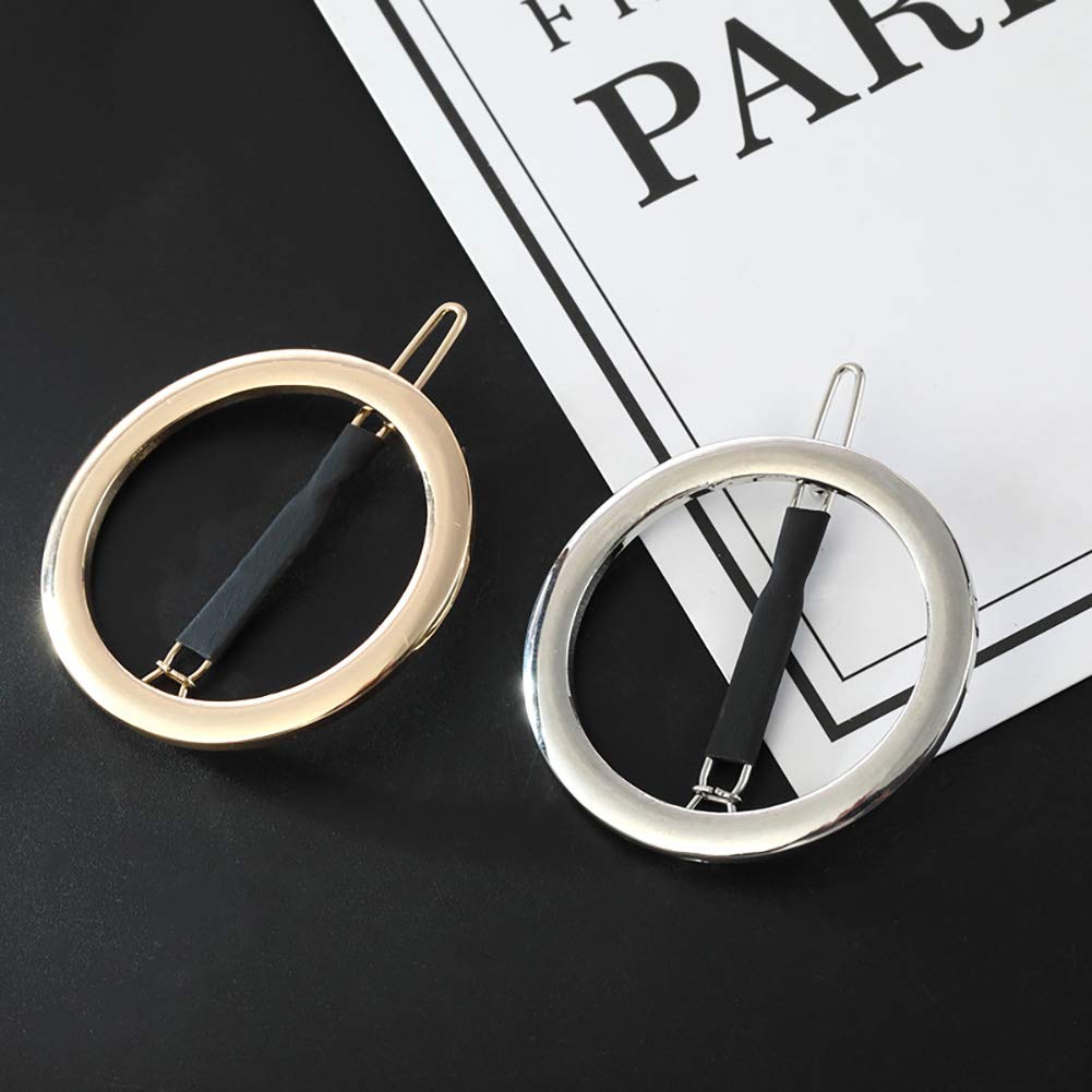 GIYOMI 2 Pcs Minimalist Hair Clip for Women and Girls, Newly designed Hollow Hoop Round Circle Geometric Metal Hair Clip Bobby Pin Ponytail Holder