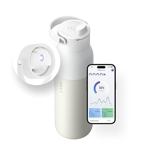 LARQ Bottle PureVis 2 23 oz - UV Water Purifier with Self-Cleaning, App Hydration Tracking, Filter Straw, Detachable Handle, Double-Wall Insulated