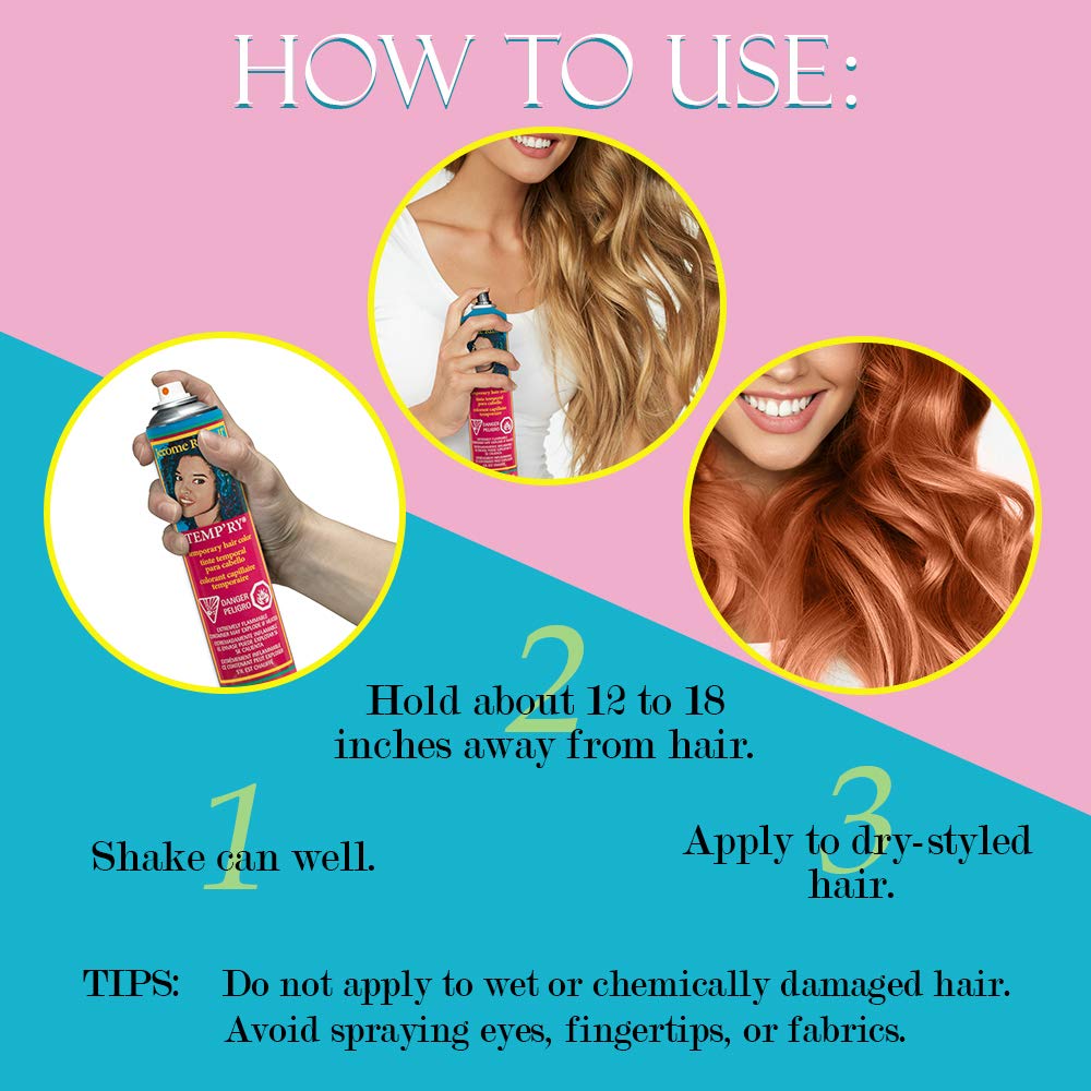 Jerome Russell Temporary Hair Color Spray, Roman Bronze - Intense Spray-On Temporary Hair Color, Fast-Drying, Non-Sticky, 2.2 oz, Cruelty Free, BPA