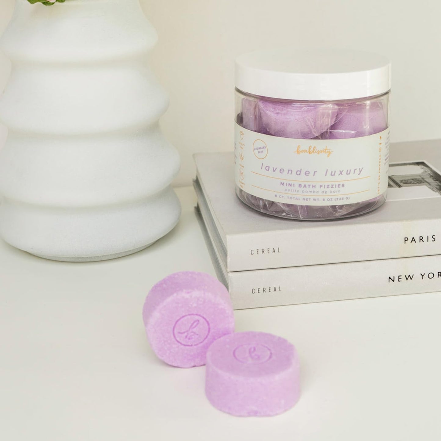 Bonblissity Mini Bath Bombs for Women, 8 pcs - Lavender Luxury Scented Fizzies, Multipurpose Moisturizing Bath Bomb, Shower Steamer, or Foot Soak…