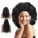 Auban Extra Large Shower Cap, Waterproof Reusable Hair Cap, XL Satin Lined Shower Bonnet for Women Men Thick Long Hair, Braids, Dreadlocks(Adjustable)