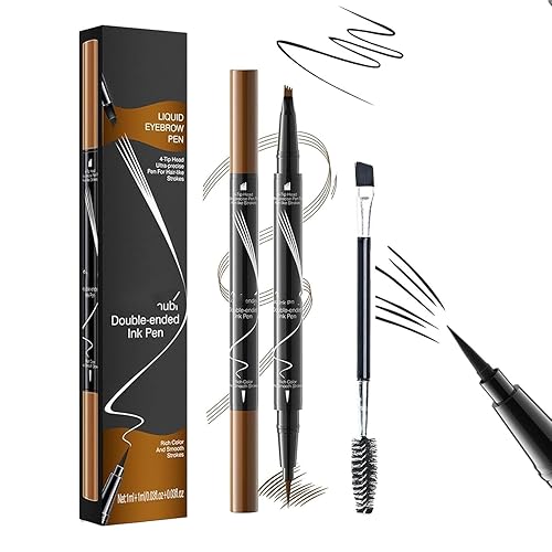 Two Eyebrow Pencils, 2025 NEW Waterproof Magic Eyebrow Pencil, Dual-Ended 3D Microblading Eyebrow Pen with 4 Tip & Eyebrow Brush, Makeup Long-Lasting…