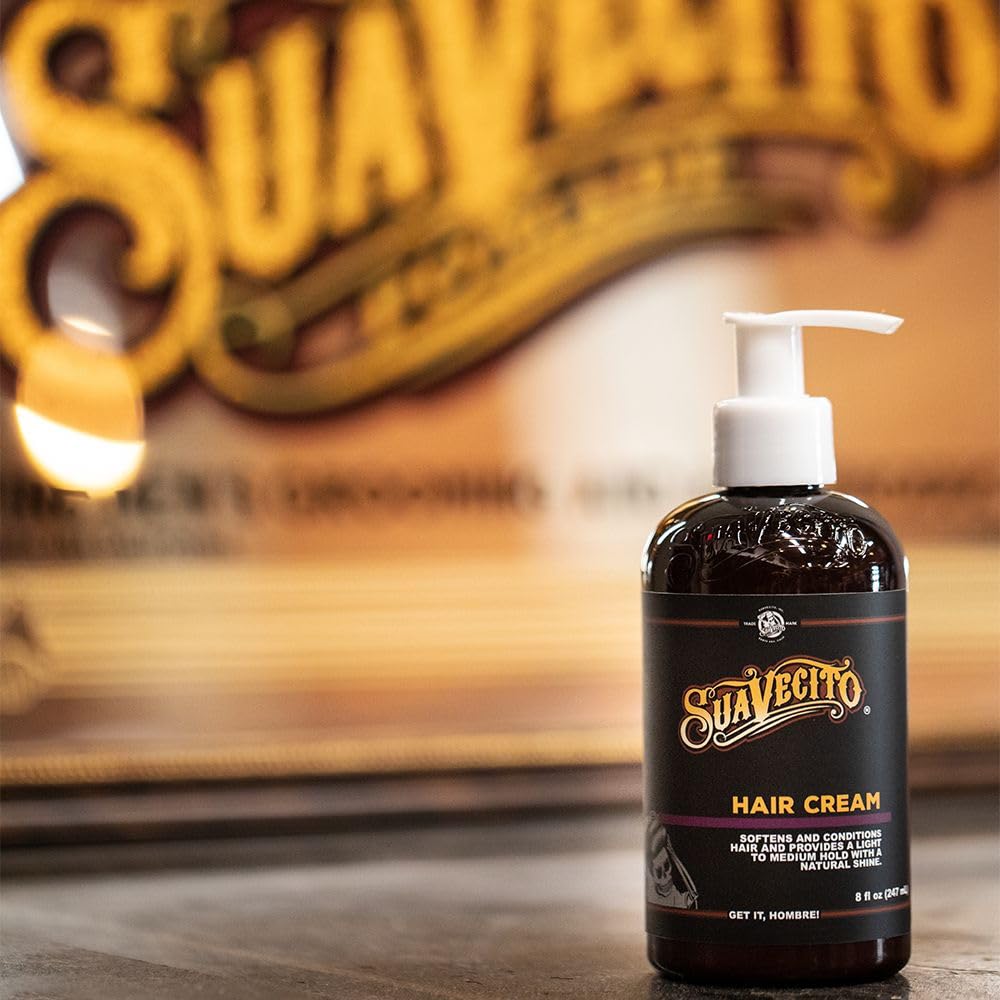 Suavecito Hair Cream Pump Bottle Medium Shine All Day Light Hold (8 oz)