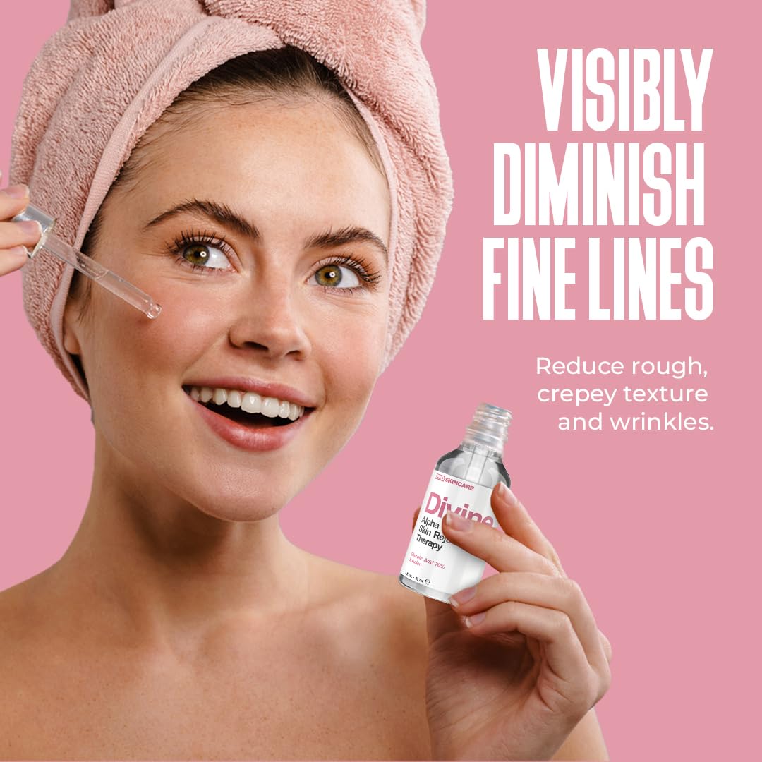 Glycolic Acid 70% Professional Peel – At-Home Alpha Hydroxy Face Peel for Acne Scars, Wrinkles, Fine Lines & Collagen Boost, Liquid Exfoliant