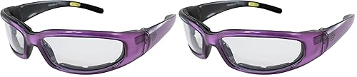 Birdz Eyewear Chill Women's Motorcycle Sunglasses Padded Purple Frame with Clear Lenses
