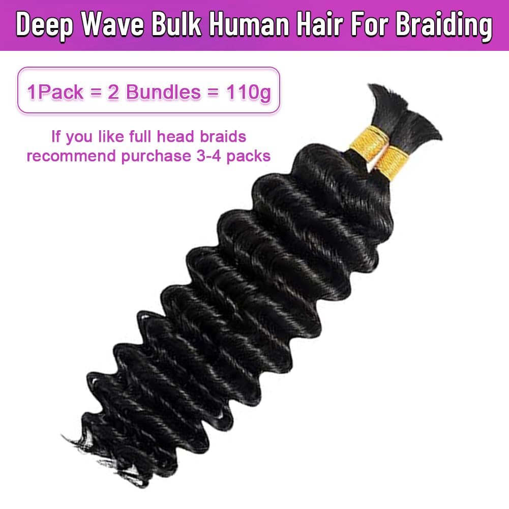 100 Percent Human Boho Braiding Hair Deep Wave Bulk Boho Hair for Braiding Curly Bundles Human Hair for Boho Braids Wet and Wavy Braiding Hair Beauty and Personal Care Acbhoa