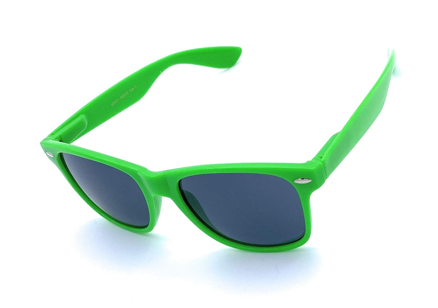 Retro Style Sunglasses - Bright Neon or Solid Colors with Classic 80's Style Design (Neon Green)