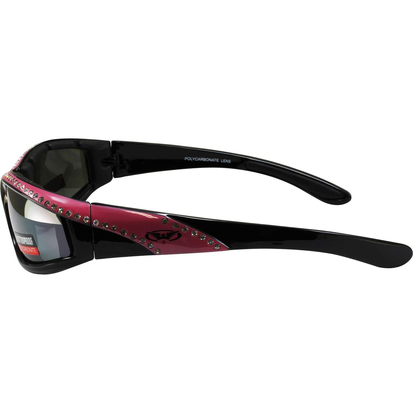 Global Vision Eyewear Marilyn 11 Women's Bling Black Motorcycle Sunglasses 2 Pair Pink & Red Frames Flash Mirror Lenses