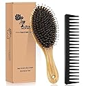 Hair Brush Comb Set Boar Bristle Hairbrush for Curly Thick Long Fine Dry Wet Hair,Best Travel Bamboo Paddle Detangler Detangling Hair Brushes