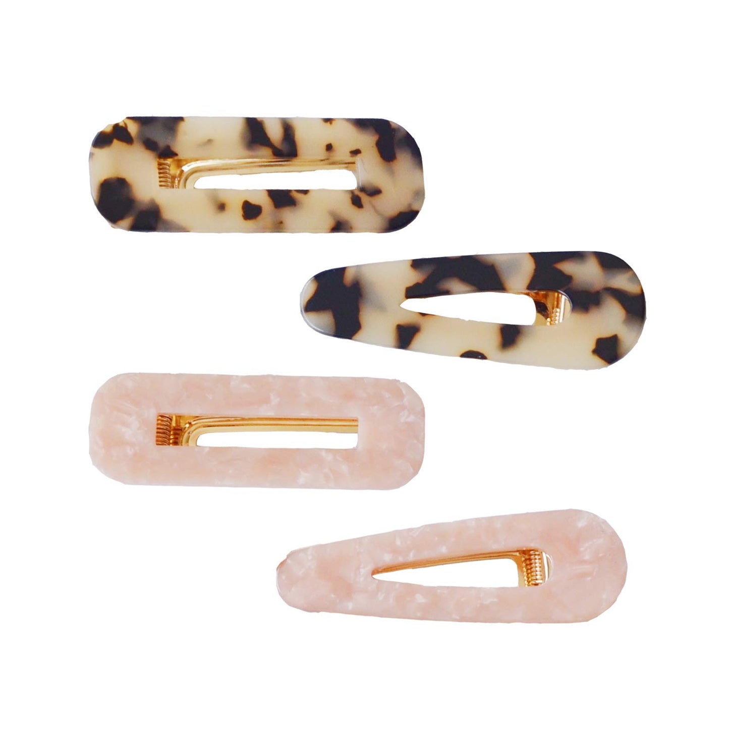 Resin Tortoise Leopard Print Hair Clips and Barrettes - 4 Pack (Women's Accessories)