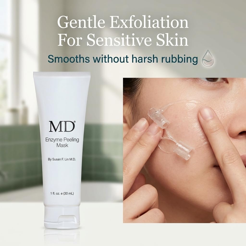 MD Enzyme Peeling Mask for Sensitive Skin - Gentle Exfoliating Gel with Papaya & Pineapple Enzymes - Professional Brightening Peel-Off Mask for Clear