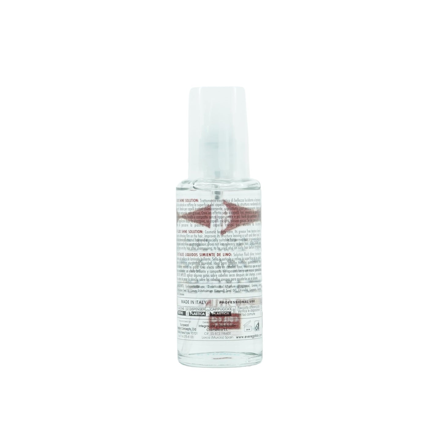 Ever Ego Italy | BioStyling | Liquid Crystals with Linseed OIl | For Chemically Treated or Permed Hair | 3.38fl oz / 100ml Bottle