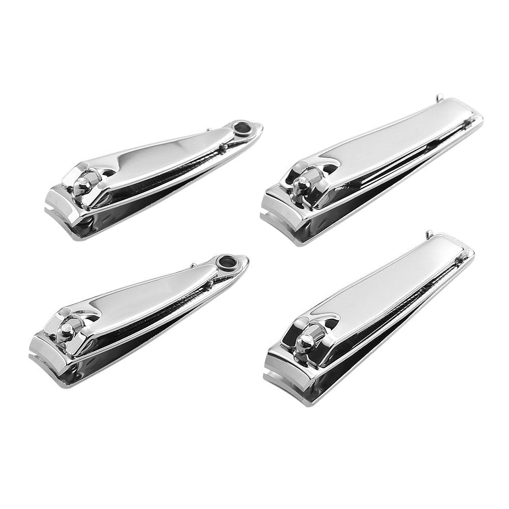 4 Pcs Nail Clippers for Fingernails and Tonenail by QLL - Swing Out Nail Cleaner/File - Sharpest Stainless Steel Clipper - Wide Easy Press Lever
