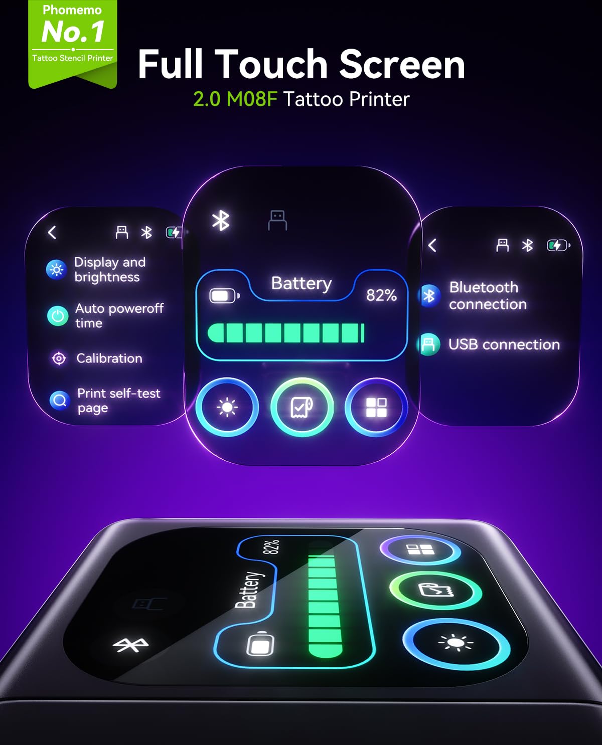 Phomemo M08F Plus Touchscreen Tattoo Stencil Printer, Bluetooth, Thermal Beauty and Personal Care Phomemo