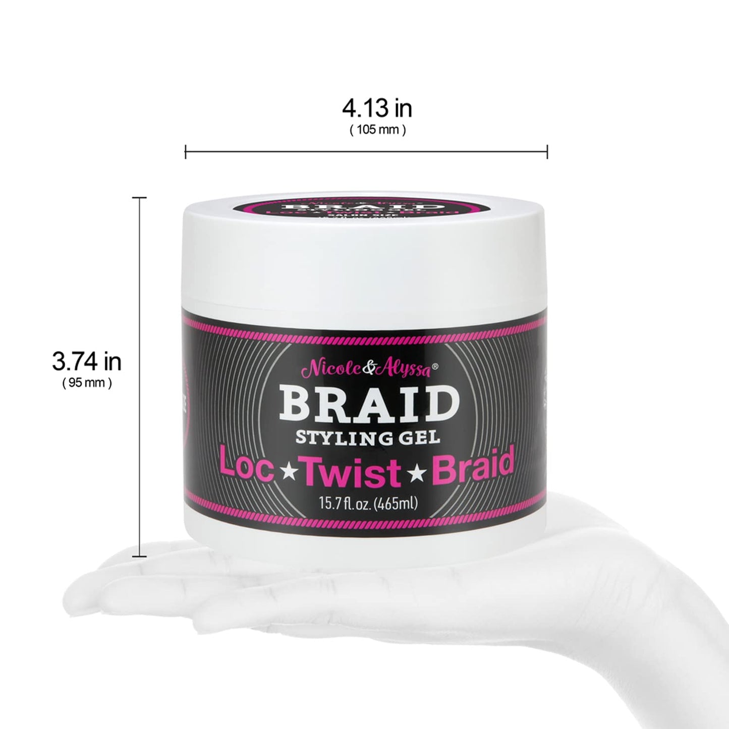 Nicole & Alyssa - Braiding Gel 15.7oz - No Flakes or Buildup, Perfect for Braids, Locs & Twists, Extra Hold, Frizz Control, Moisturizing Care