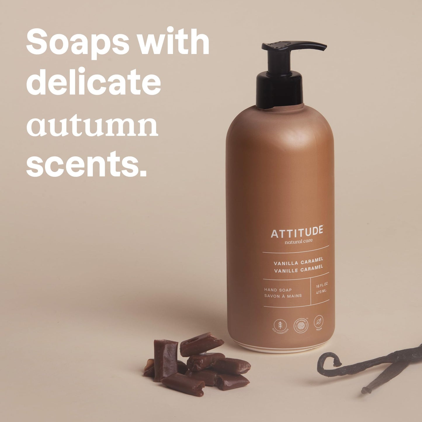 ATTITUDE Limited Edition Liquid Hand Soap, EWG Verified, Plant and Mineral-Based, Vegan Personal Care Products, Vanilla Caramel, 16 Fl Oz (Pack of 3) Beauty and Personal Care BIO SPECTRA ATTITUDE