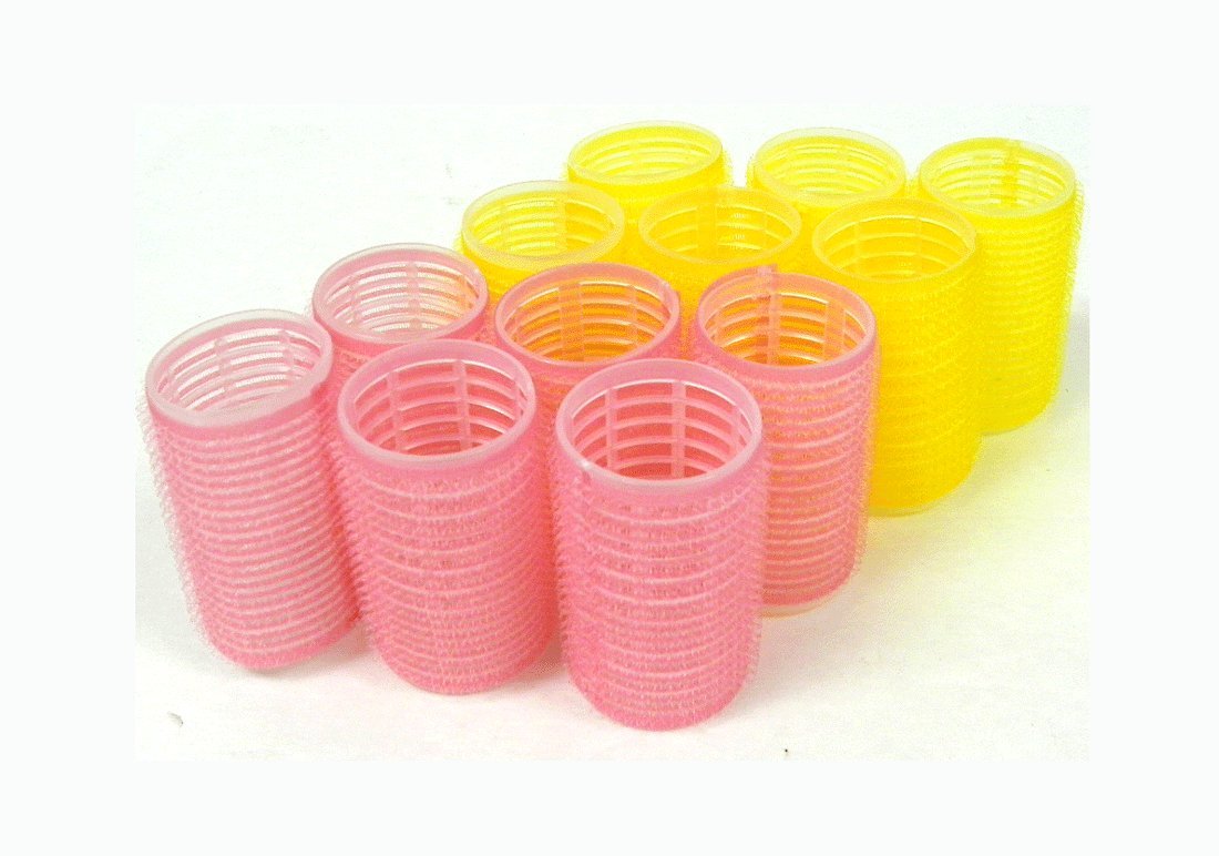 Large Self-Grip Hair Roller Assorted Colors (Pink, Yellow, Blue, Green) (Large)