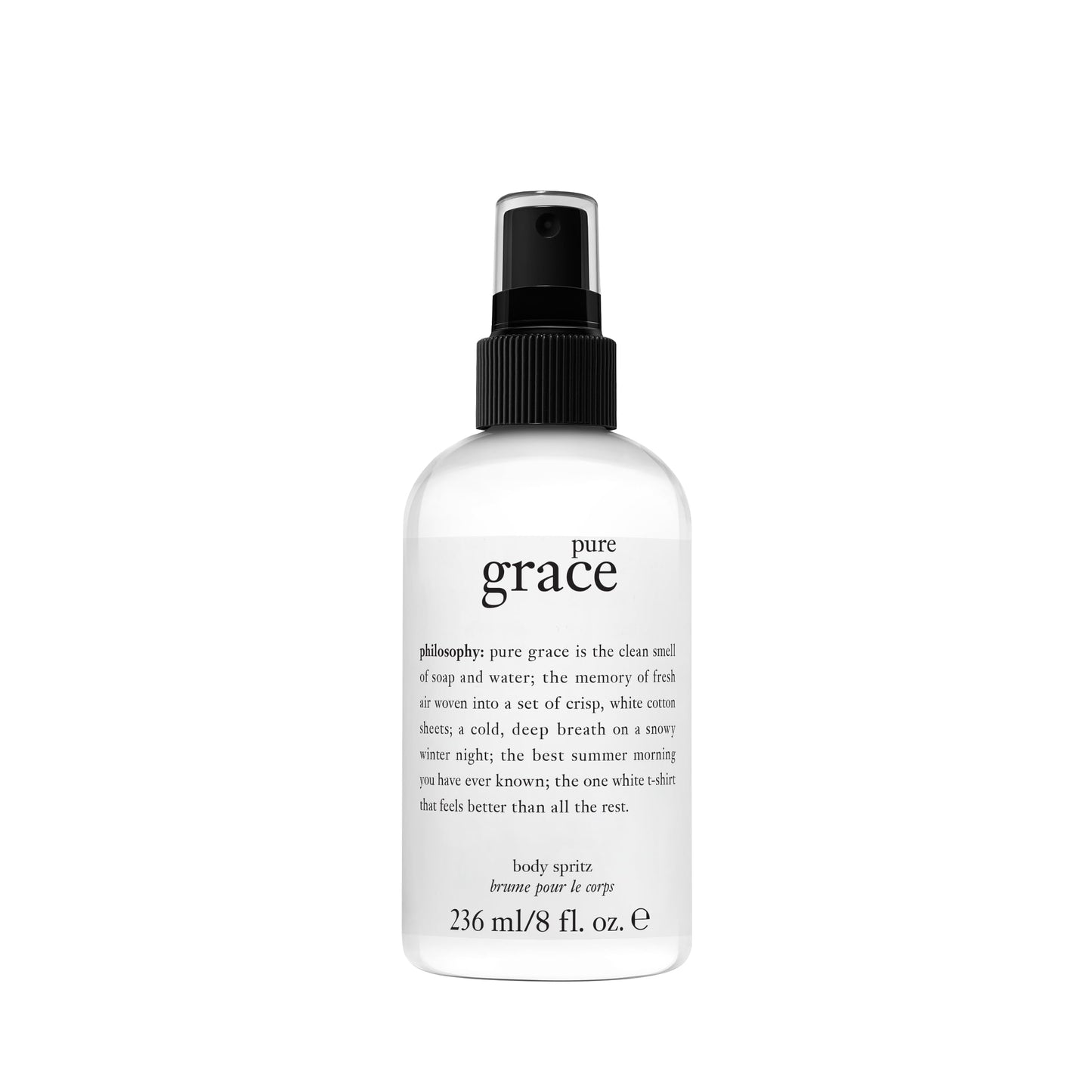 philosophy pure grace body spray - crisp & clean women's scent - with notes of water lily, leafy greens & musk - luxury body spritz for women - long