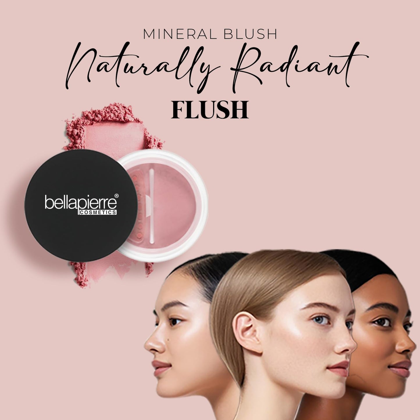 Bellapierre Mineral Blush - Loose Powder Blush, Lightweight Cheek Color, Warm Dewy Finish, Talc-Free, Hypoallergenic & Non-Toxic - 0.3 oz - Desert