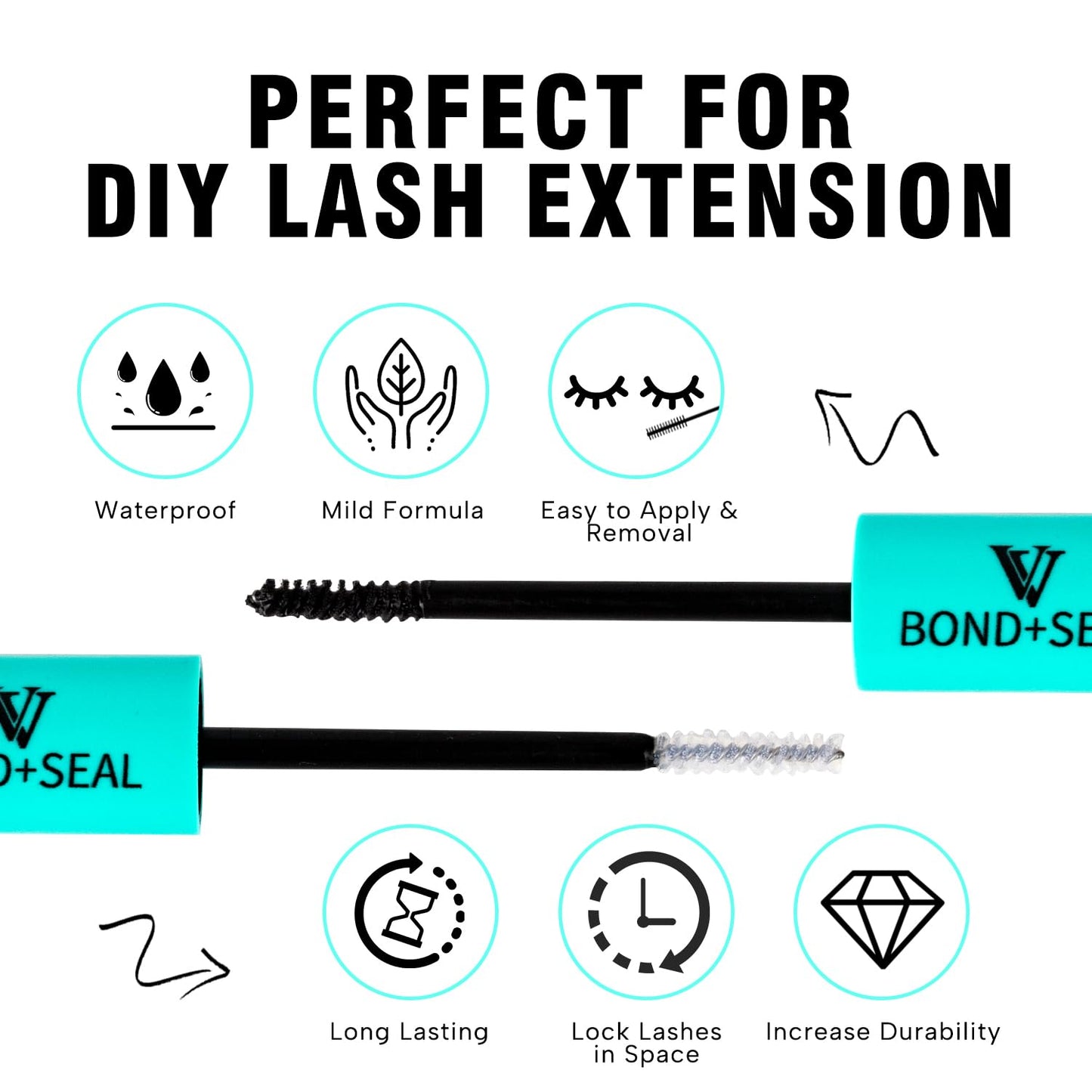 VAVALASH Lash Bond and Seal Waterproof Lash Glue 2 in 1 Long Lasting Lash Clusters Bond for Eyelash Extensions Strong Hold Waterproof Adhesive Beauty and Personal Care VAVALASH