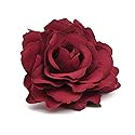 HOLY KT Handmade Women's Dark Red Velvet Rose Flower Wreath Hair Clip and Pin, Flamenco Dancer Style (Deep Red) one size