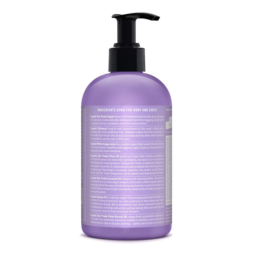 Dr. Bronner's - Organic Sugar Soap (Lavender, 12 Ounce) - Made with Organic Oils, Sugar and Shikakai Powder, 4-in-1 Uses: Hands, Body, Face and Hair Beauty & Personal Care Dr. Bronner's