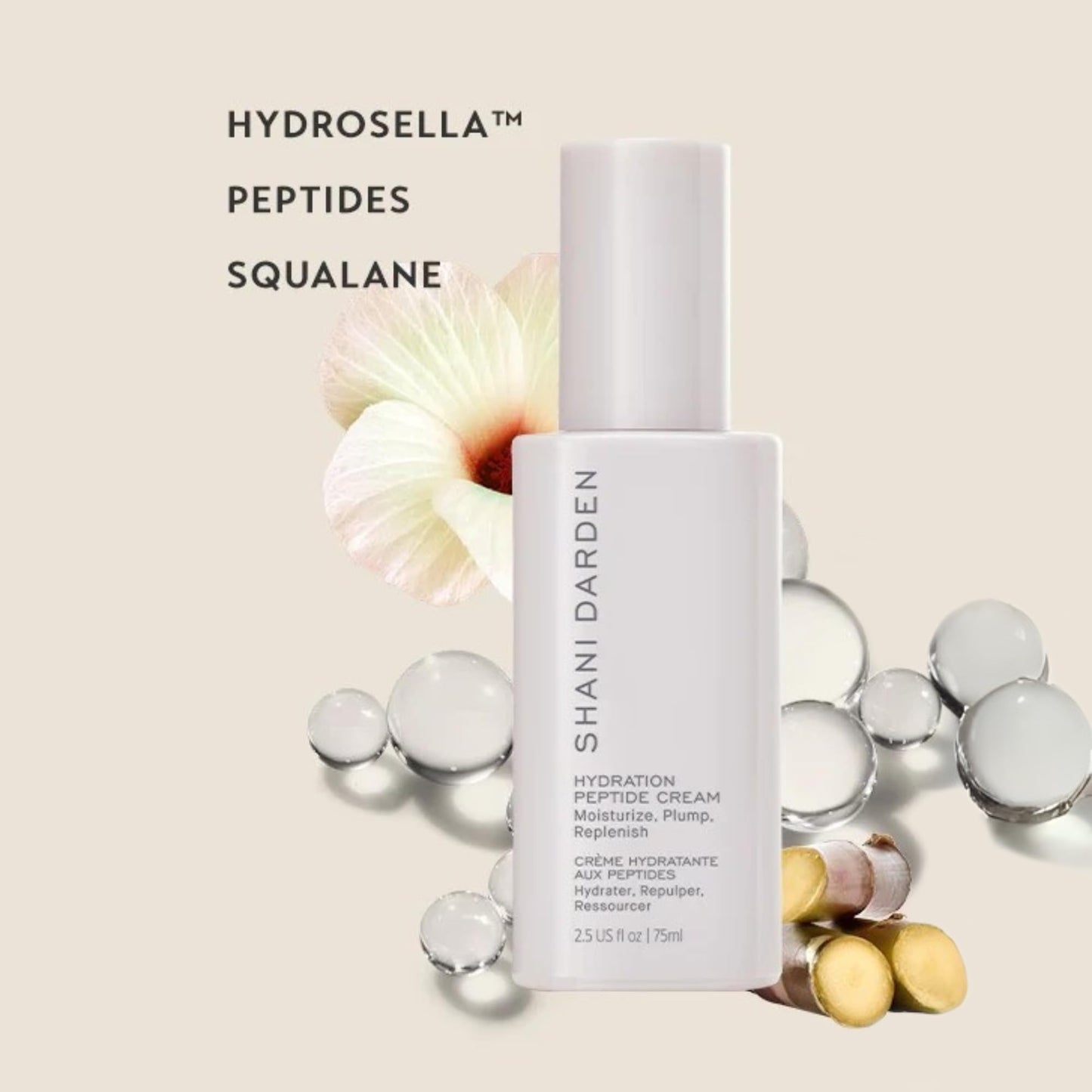 Shani Darden Hydration Peptide Cream, Oil-Free Face Moisturizer with Peptides, Squalane, Niacinamide & Ceramides for Normal to Dry Skin, Up to 72