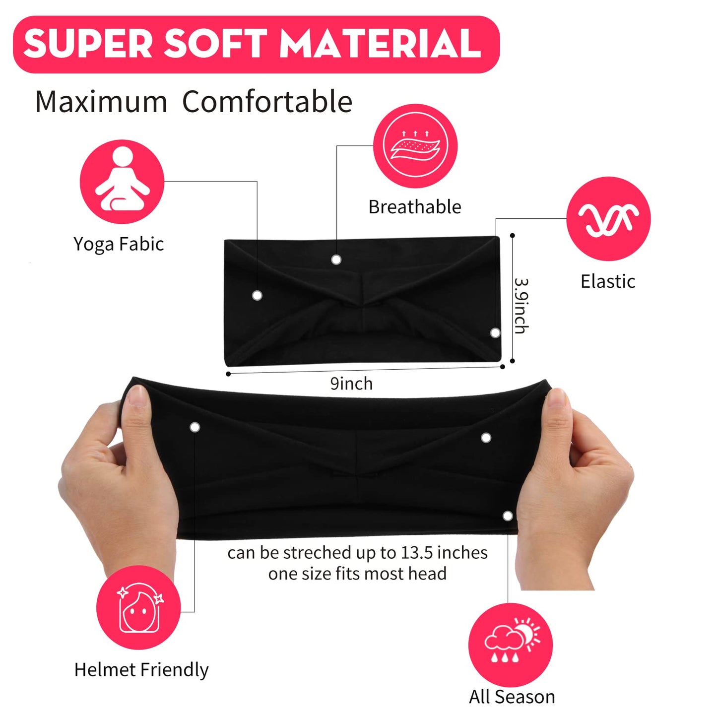 6 Pack Black Workout Yoga Headbands for Wome Beauty and Personal Care RITOPER