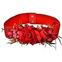 LittleLuluda Red Rose Wedding Bride Belt Sash Elastic Waist Band Flower Belts for Dress