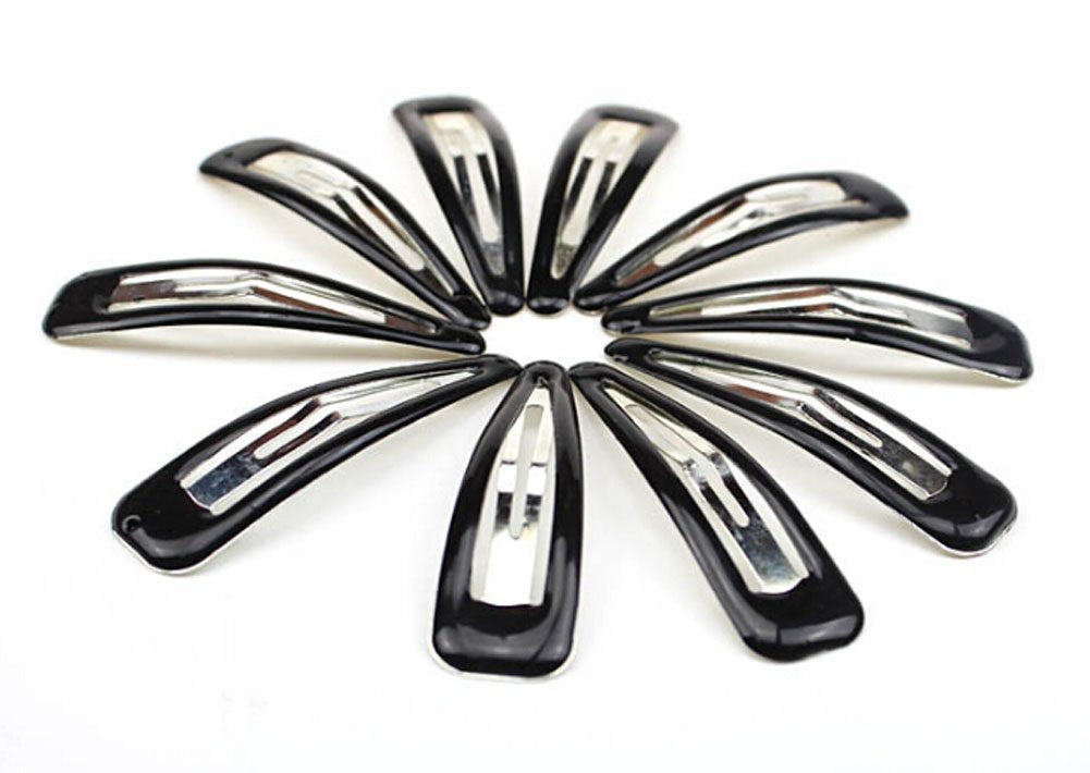 40Pcs Women Large Black BB Clip Scrub Side Clip Plastic Coated Metal Hair Clips About 6.7CM (2.6 '')