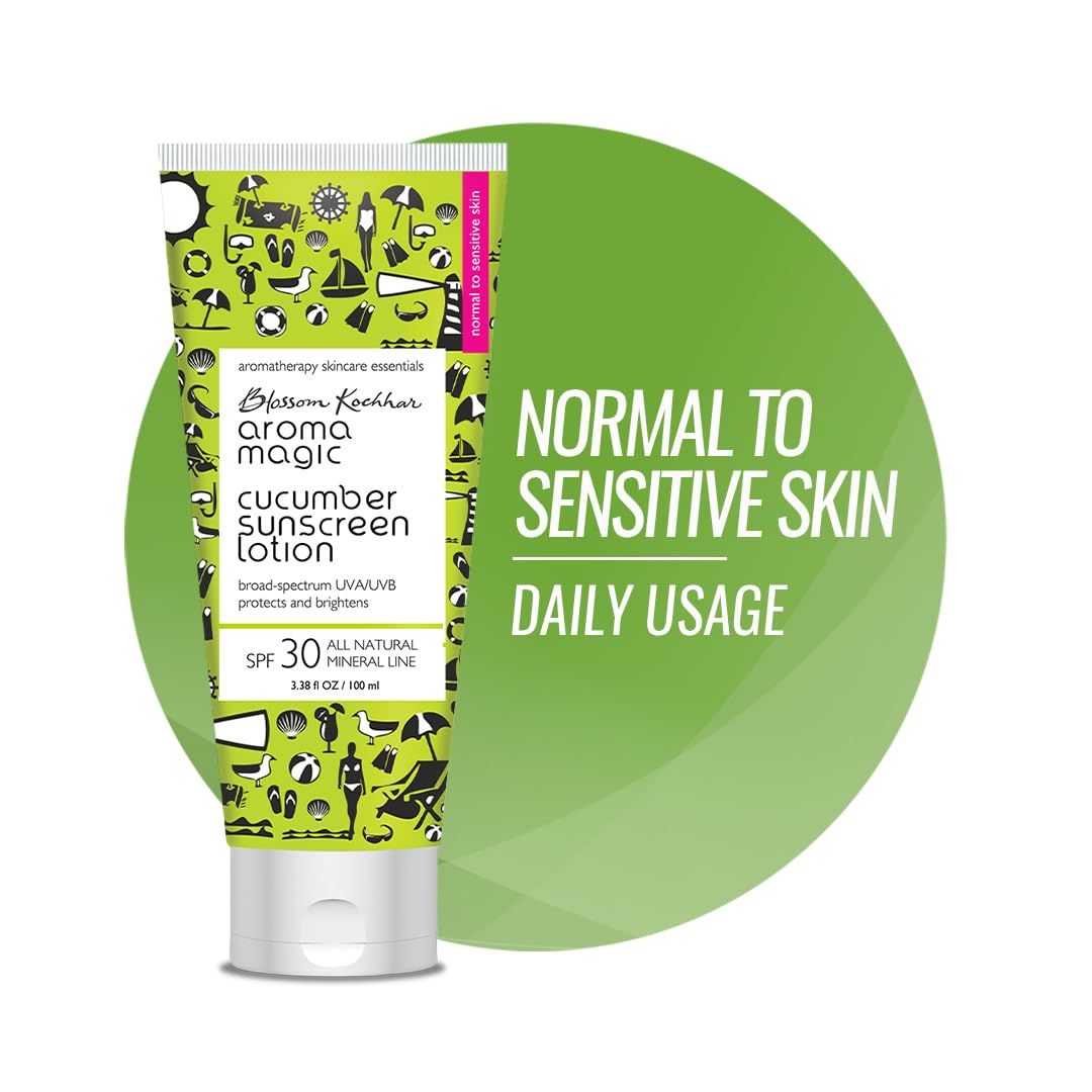 Aroma Magic Cucumber Sunscreen Lotion with SPF 30 | Non-Nano Zinc Oxide Mineral Sunblock | Broad Spectrum UVA/UVB Sun Protection | Soothes & Cools