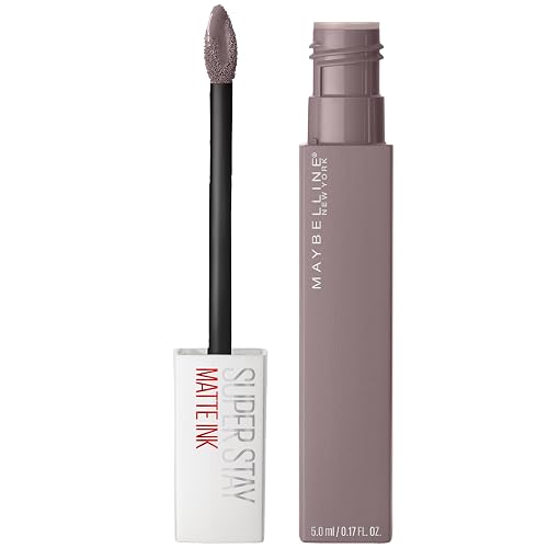 Maybelline Super Stay Matte Ink Liquid Lipstick Makeup, Long Lasting High Impact Color, Up to 16H Wear, Huntress, Muted Grey, 1 Count, Packaging May