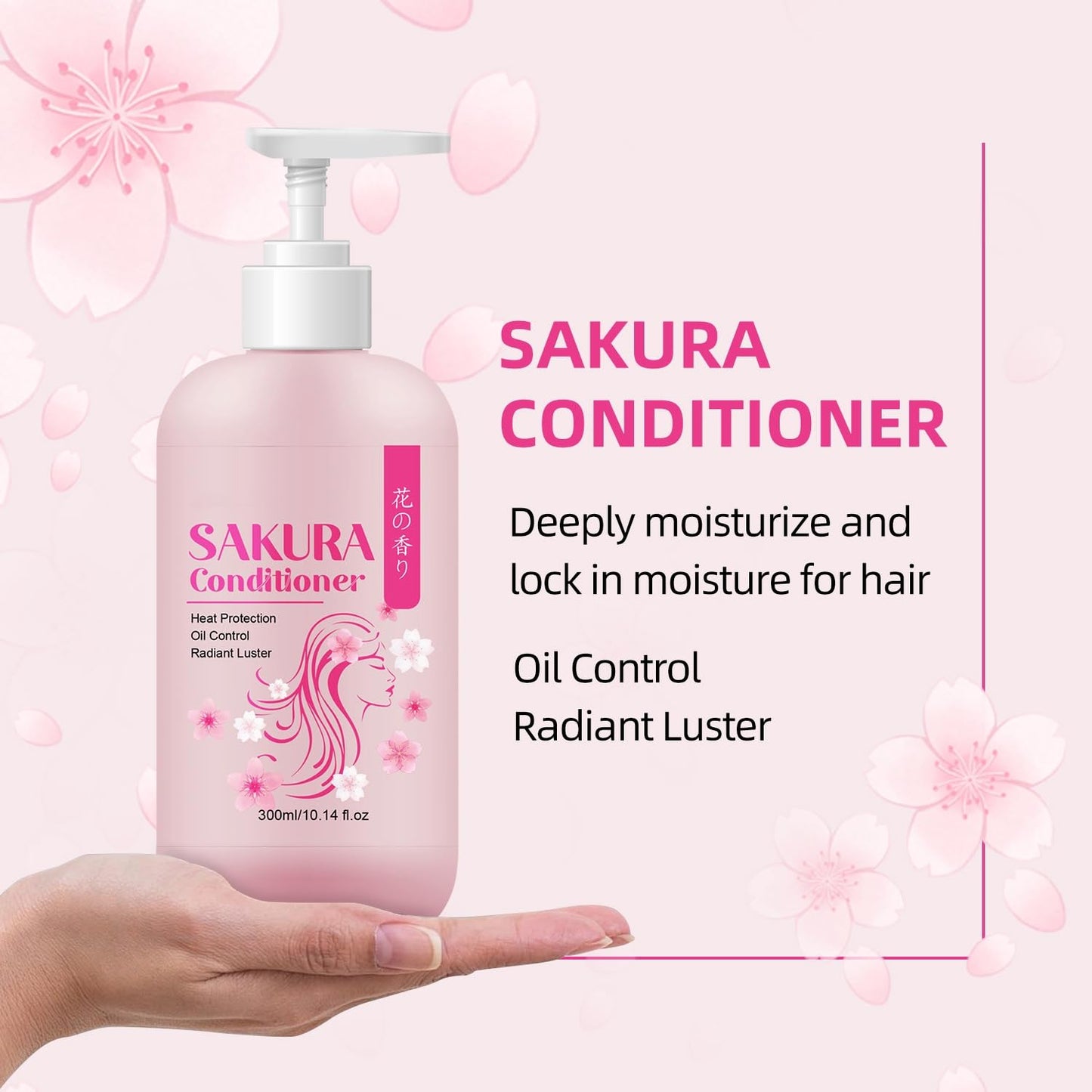 Sakura Shampoo + Conditioner Set, Japanese Shampoo,with Cherry Blossom Extract & Vitamin E, Clarifying - Volumizing Clarifying, Hydrating