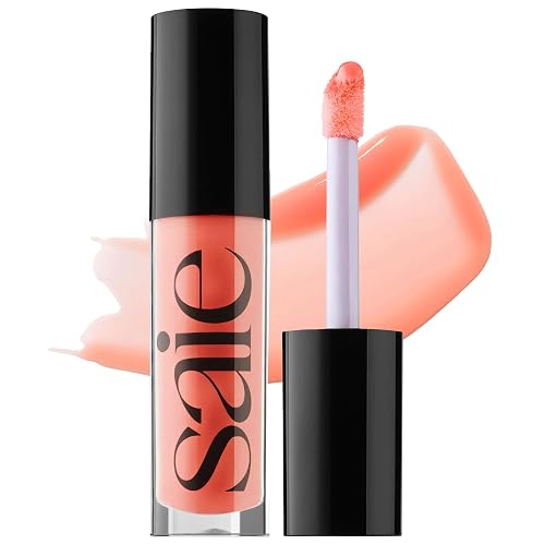 Saie Glossybounce - Hydrating Lip Gloss and Tinted Lip Oil Hybrid with Hyaluronic Acid & Jojoba Oil for Non-Sticky, Ultra-Shiny, Plump & Soft Lips -