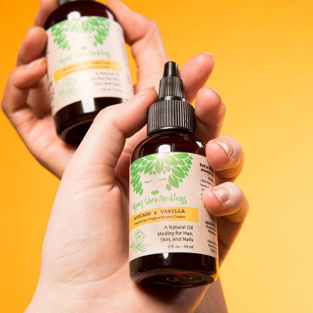 Multiuse Avocado + Vanilla Oil Medley for Face, Body & Hair - Natural Avocado Oil, Shea Nut Oil, Vanilla Essential Oil, & Vitamin E - Seals in