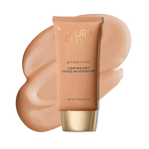 LAURA GELLER NEW YORK Quench-n-Tint Hydrating Foundation - Medium - Sheer to Light Buildable Coverage - Natural Glow Finish - Lightweight Formula