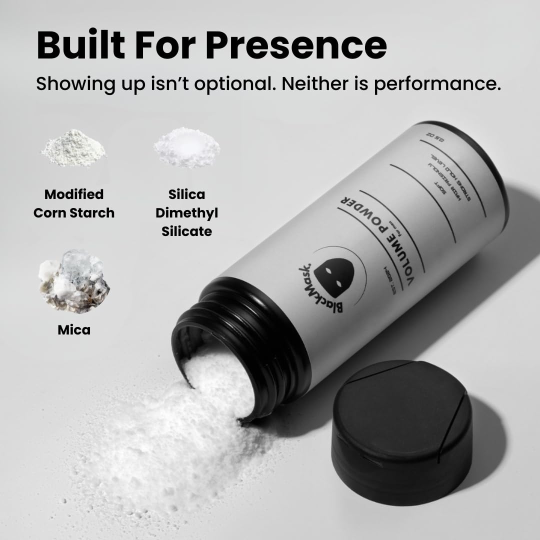 BlackMask Texture Powder for Men, Easy to Apply - Instantly Adds Texture & Volume, All-Natural Ingredients, Strong Hold, Hair Powder for Men (Pack