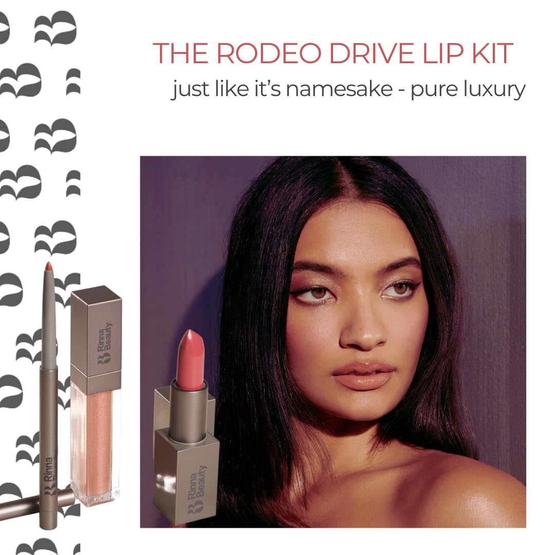 Rinna Beauty Lip Kit - Rodeo Drive - All in One Perfect Rose Lip Color - Includes Lipstick, Lip Gloss, and Lip Liner - Vegan Formula, Long-lasting,